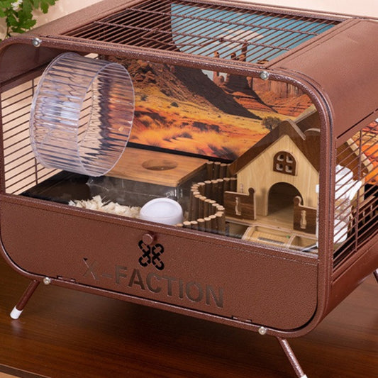 50cm Hamster Cage Double-Layer Basic Cage Golden Hamster Nest Large Size Metal Hamster Cage Landscape Villa Style Breathable Anti-Chewing Anti-Escape