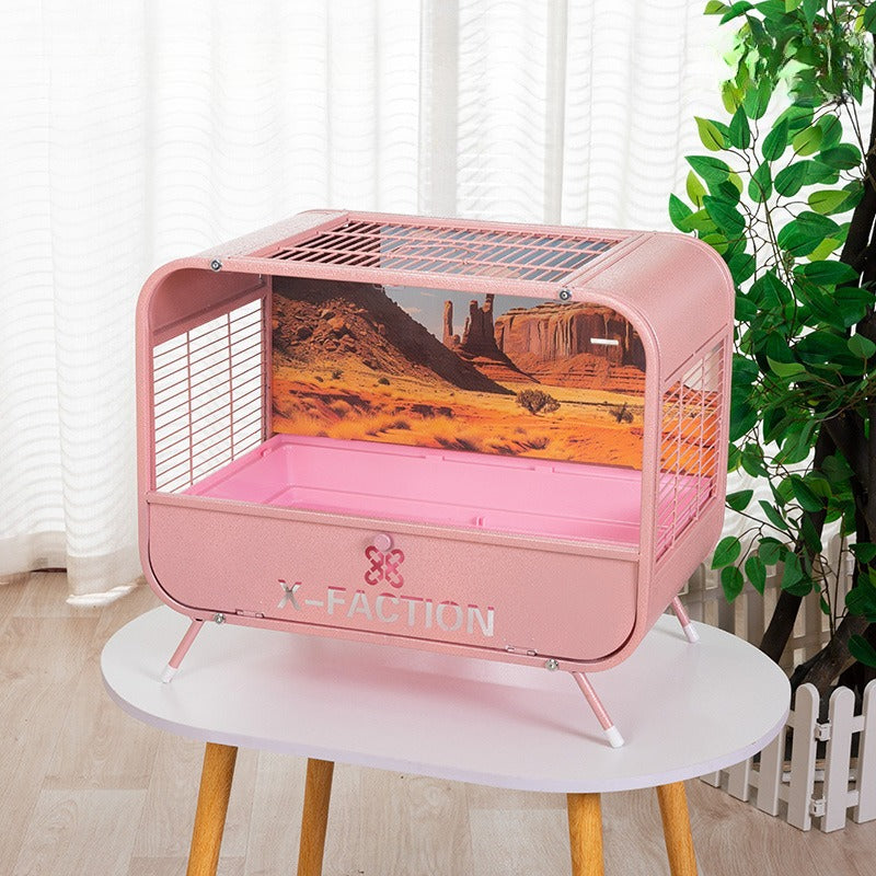 50cm Hamster Cage Double-Layer Basic Cage Golden Hamster Nest Large Size Metal Hamster Cage Landscape Villa Style Breathable Anti-Chewing Anti-Escape