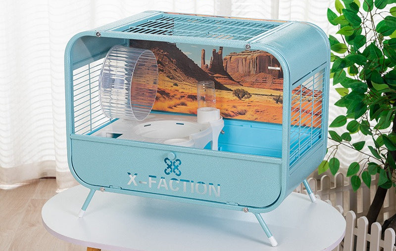 50cm Hamster Cage Double-Layer Basic Cage Golden Hamster Nest Large Size Metal Hamster Cage Landscape Villa Style Breathable Anti-Chewing Anti-Escape