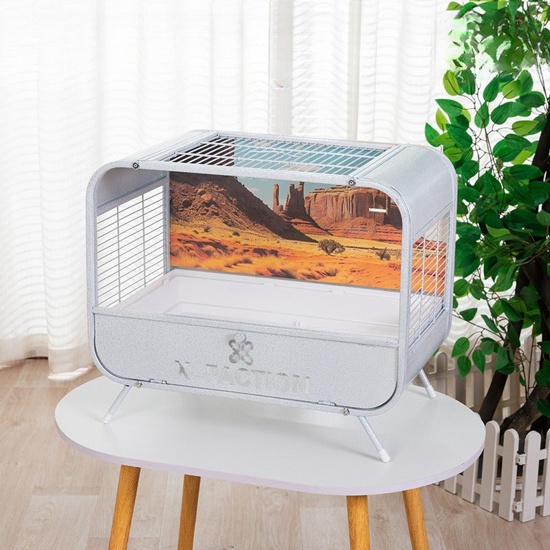 50cm Hamster Cage Double-Layer Basic Cage Golden Hamster Nest Large Size Metal Hamster Cage Landscape Villa Style Breathable Anti-Chewing Anti-Escape