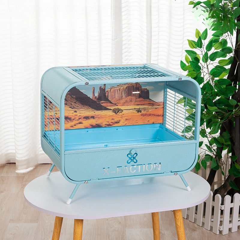 50cm Hamster Cage Double-Layer Basic Cage Golden Hamster Nest Large Size Metal Hamster Cage Landscape Villa Style Breathable Anti-Chewing Anti-Escape