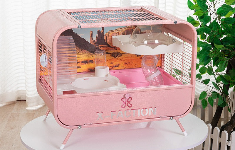 50cm Hamster Cage Double-Layer Basic Cage Golden Hamster Nest Large Size Metal Hamster Cage Landscape Villa Style Breathable Anti-Chewing Anti-Escape