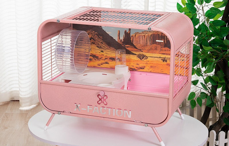 50cm Hamster Cage Double-Layer Basic Cage Golden Hamster Nest Large Size Metal Hamster Cage Landscape Villa Style Breathable Anti-Chewing Anti-Escape