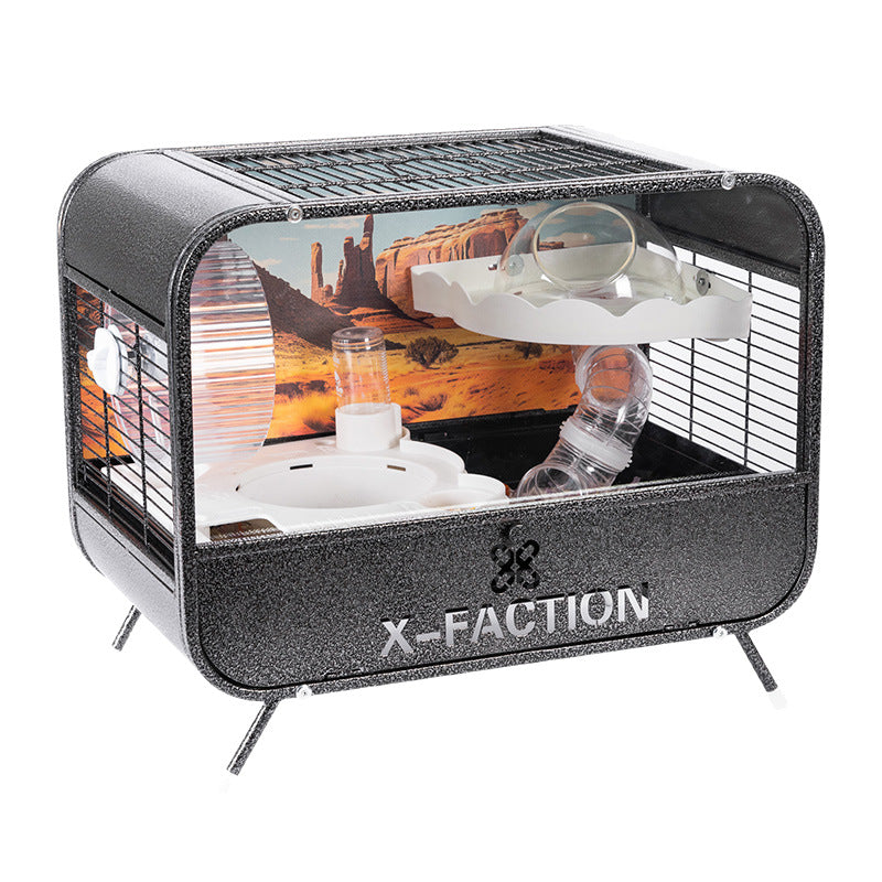 50cm Hamster Cage Double-Layer Basic Cage Golden Hamster Nest Large Size Metal Hamster Cage Landscape Villa Style Breathable Anti-Chewing Anti-Escape
