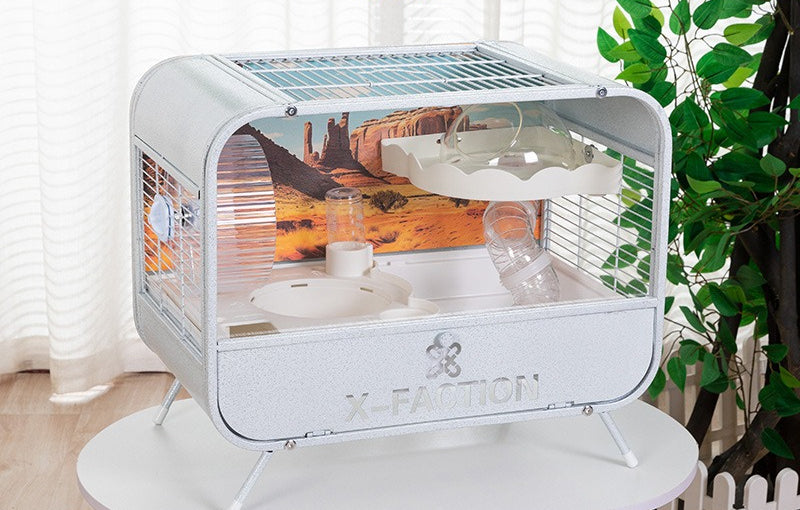 50cm Hamster Cage Double-Layer Basic Cage Golden Hamster Nest Large Size Metal Hamster Cage Landscape Villa Style Breathable Anti-Chewing Anti-Escape